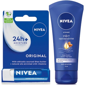 Nivea Yoğun Nemlendirici El Bakım Kremi 75ml & Nemlendirici Dudak Kremi 4.8g