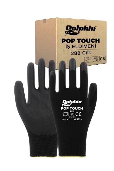 Dolphin Polyester Poliüretan İş Eldiveni Siyah POP TOUCH 10-XL Beden 1 Çift