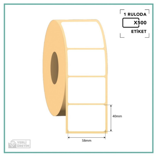 Hakan İtriyat Termal Etiket Beyaz Zeminli 40 mm × 58 mm - 500 Adet