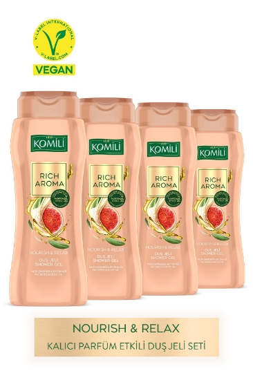 Komili Rich Aroma Nourish&Relax Duş Jeli -İncir Çekirdeği&Zeytinyağı-Kal - 4 X 500 Ml