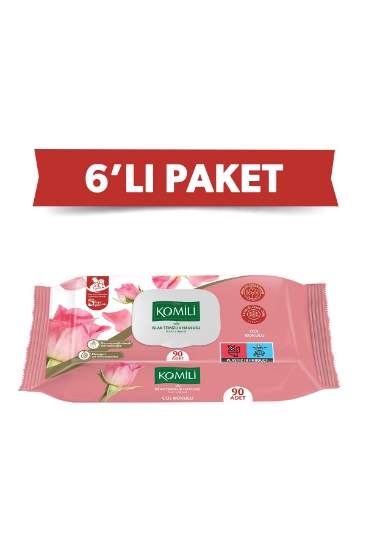 Komili Genel Kullanım Islak Havlu 90'lı Gül Kokulu - 6'lı Paket - 540 Yaprak