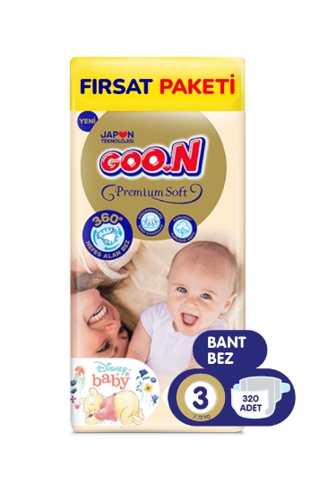Goo.n Premium Soft 3 Numara Süper Yumuşak Bant Bebek Bezi Fırsat Paketi