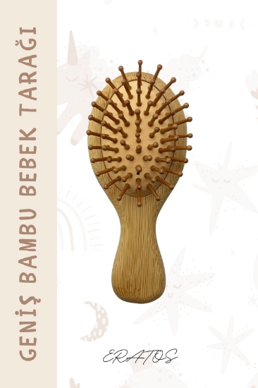 Eratos Bebekler İçin Özel Tasarım GENİŞ Versiyon Bambu Tarağı - Hassas Saçlar İçin Bambu Bebek Tarağı
