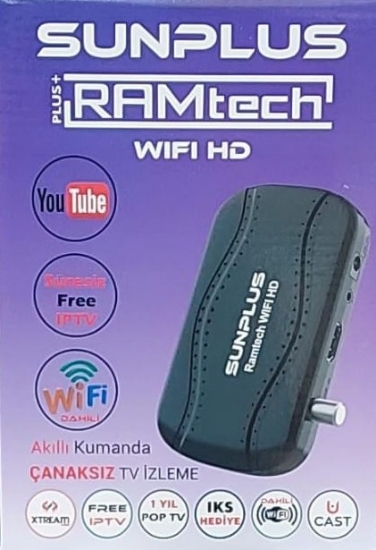 Sunplus Ramtech Dahili Wifi hd Full Hd Uydu Alıcısı Çanaklı-Çanaksız Akıllı Kumanda  111073