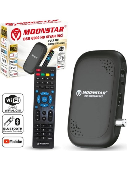 Moonstar Dsr-6500 Uydu Alıcı Mini Full Hd Dahili Wifi Youtube Bluetooth İle Kanal Değiştirme 111080