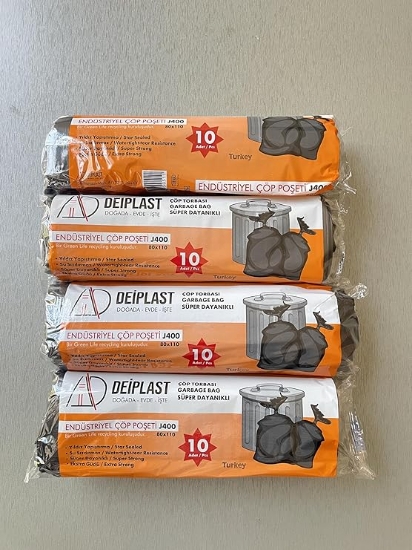 Deiplast  80x110 J400 Endüstriyel Siyah Jumbo Çöp Poşeti 10 Lu