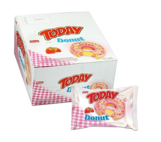 Elvan Today Donut Kek Çilekli 35 Gr. 24 Adet