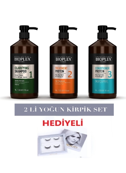 Bioplex Nano Moleküler Keratin Saç Bakım Seti 3x1000 Ml + Selin Beauty Yoğun Kirpik Hediyeli