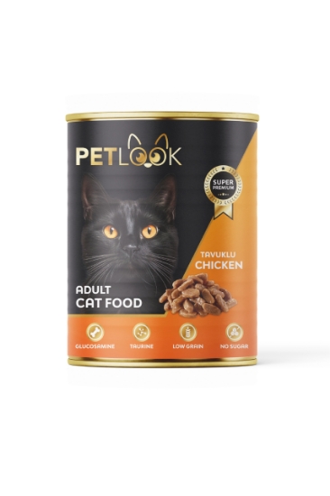 Petlook Konserve Yetişkin Kedi Maması Tavuk Etli Parça Etli 415 GR