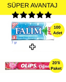 Falım (7gr x 5) x 20 - Olips (28gr x 20) Avantajlı Işıl Sakız ve Olips Çiğne Karpuz Şekerleme Paketi