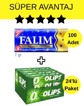 Falım (7gr x 5) x 20 - Olips (28gr x 24) Avantajlı Damla Sakız ve  Naneli Şekerleme Paketi