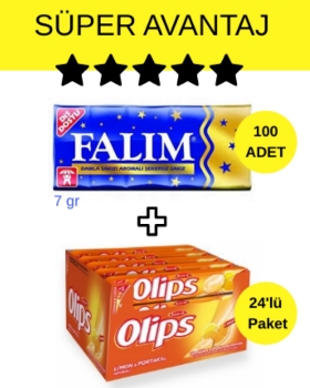 Falım (7gr x 5) x 20 - Olips (28gr x 24) Avantajlı Damla Sakız ve Şekerleme Paketi