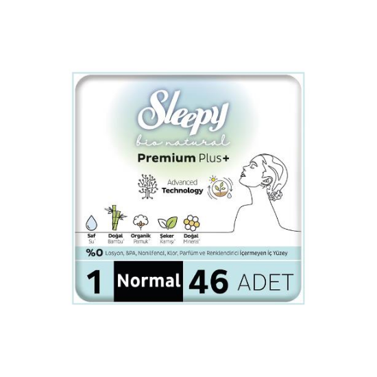 Sleepy Bio Natural Hijyenik Ped Premium Plus Normal 46 Adet Mega Paket