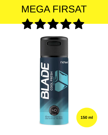 Blade,Blade Deodorant 150 ml Cool Fresh,ter önleyici,ter giderici,parfüm,ter giderici,green Cool Fresh, fiyatları,kozmetik ürünleri,deodorant çeşitleri,toptan kozmetik,toptan satın al,toptantr,toptan mağazacılık,toptan kozmetik