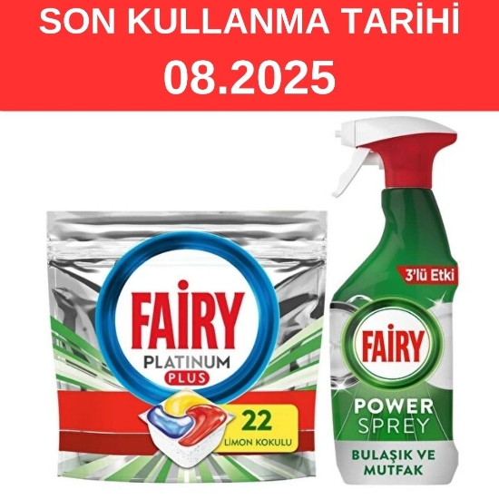 Fairy Platinum Plus 22 Yıkama Bulaşık Makinesi Kapsülü + Fairy Power Sprey 3ü 1 Arada Bulaşık ve Mutfak 500 ml