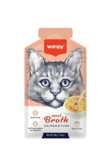 Wanpy Kediler Için Somon & Ton Balığı Eti Çorbası 50 Grx12 Adet