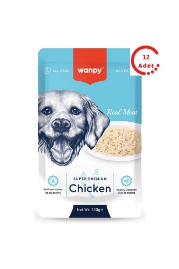 Wanpy 100g Pouch Tavuklu Yaş Köpek Maması 12 Adet