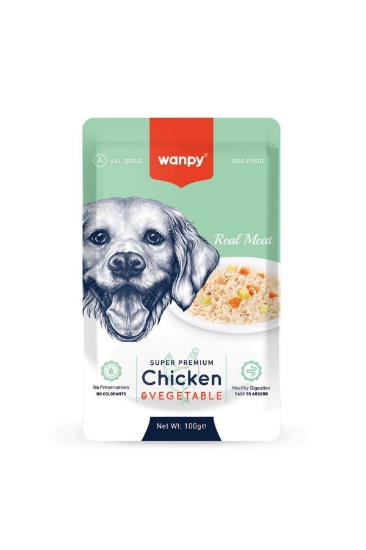 Wanpy Pouch Tavuk&Sebze Yaş Köpek Maması 100g 12 Adet