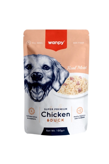 Wanpy Pouch Tavuk&Ördek Yaş Köpek Maması 100g 12 Adet