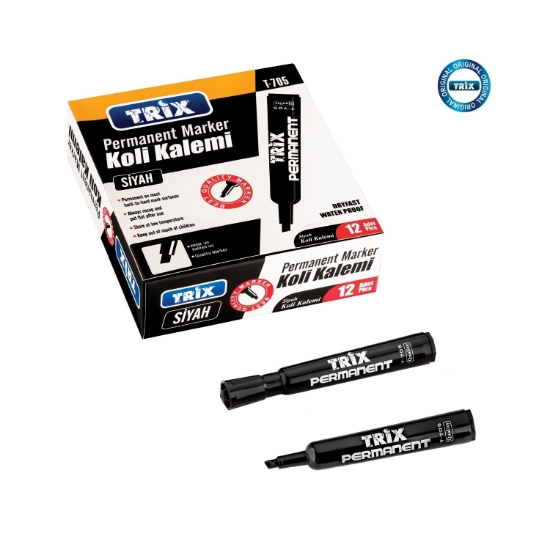 Trix Koli Kalemi Kesik Uç Permanent Marker Siyah