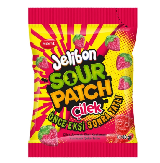 Kent Jelibon Sour Patch Çilek Aromalı Yumuşak Şekerleme 80 gr