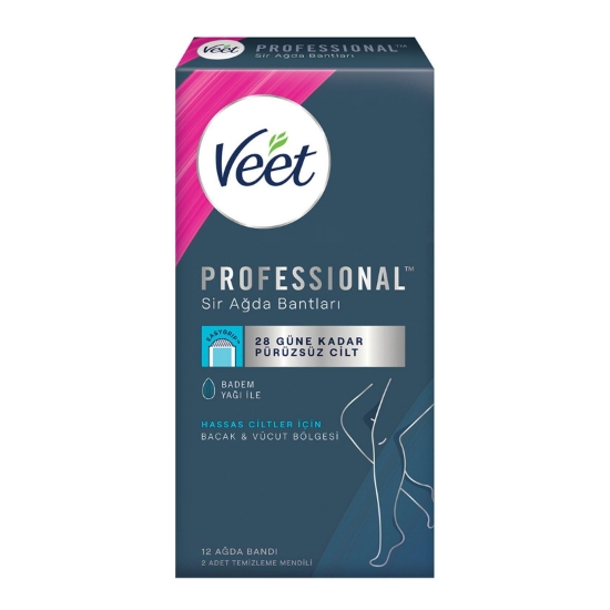 Veet Sir Ağda Bantları Professional Hasas Ciltler İçin Bacak ve Vücut Bölgesi 12 li