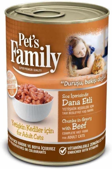 Pets Family Yetişkin Kediler İçin Dana Etli Konserve Yaş Mama 400 gr