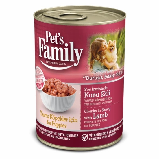 Pets Family Yavru Köpekler İçin Kuzu Etli Konserve Yaş Mama 400 gr