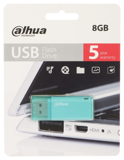 Dahua 8 GB Kapaklı U126 USB Bellek 8GB USB Flash Bellek Yeşil DHI-USB-U126-20-8GB