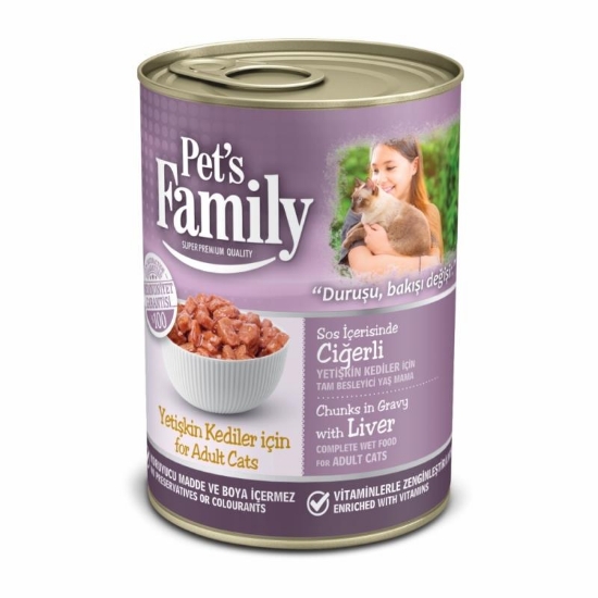 Pets Family Yetişkin Kediler İçin Çiğerli Konserve Yaş Mama 400 gr