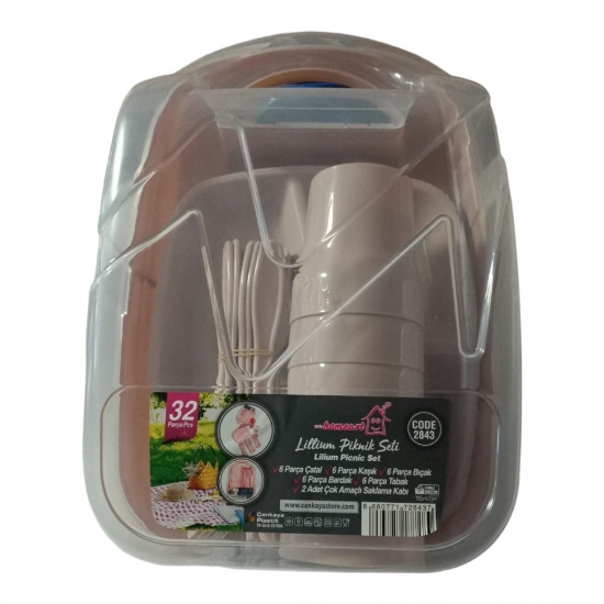 Çankaya Lilyum Piknik Seti-Renkli Plastik 32 Parça Piknik Seti
