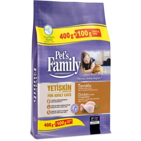Pets Family Yetişkin Kediler İçin Tavuklu Mama 500 gr