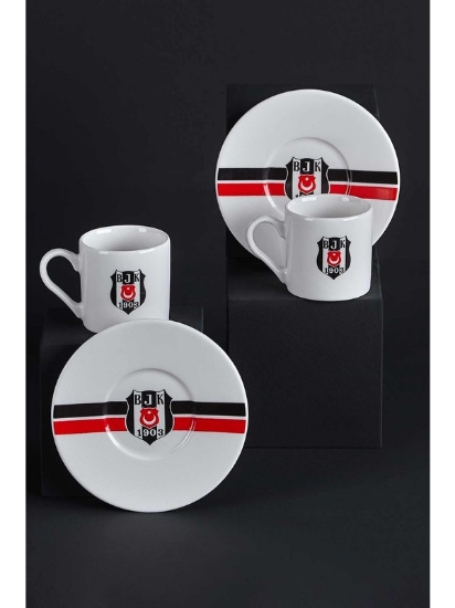 Neva N3423 Taraftar Beşiktaş Çizgili Kahve Fincan Takımı 2li