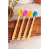 Balsa 4'lü Yanmaz Yapışmaz Renkli Silikon Başlıklı Ahşap Spatula Seti Çok Renkli