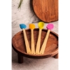 Balsa 4'lü Yanmaz Yapışmaz Renkli Silikon Başlıklı Ahşap Spatula Seti Çok Renkli