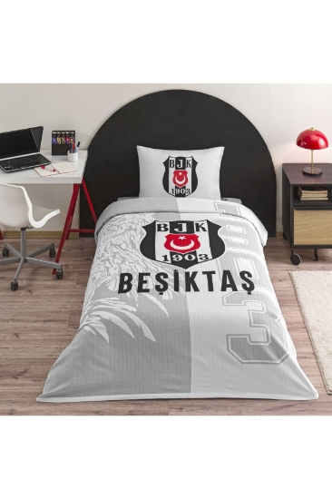 Taç Lisanslı Beşiktaş Soccer Tek Kişilik Pamuk Pike Takımı