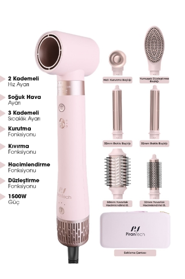 Pirantech KS-611 Airwrap 6in1 Saç Şekillendirme Seti