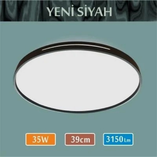 Erbay Sıva Üstü Led Panel Yuvarlak 35 Watt-Siyah Kasa-Beyaz-Günışığı