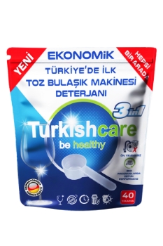Turkishcare Ekonomik Hepsi Bir Arada Bulaşık Makinesi Tablet Deterjanı Toz 40 Yıkama