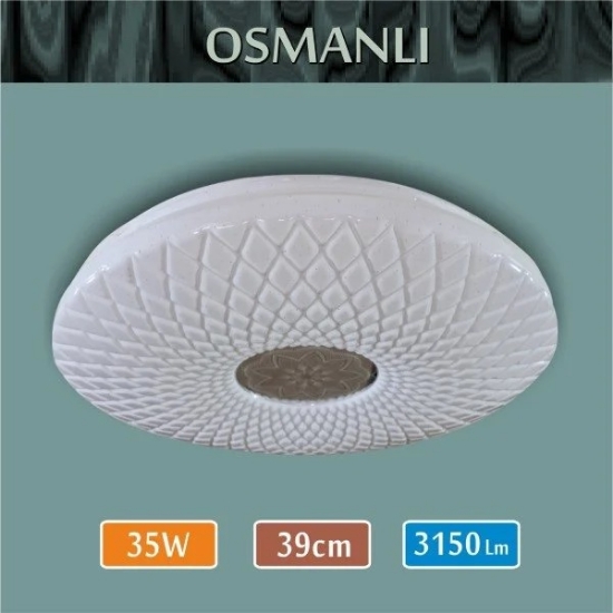 Erbay Sıva Üstü Led Panel Yuvarlak 35 Watt-Osmanlı Desenli-Beyaz-Günışığı