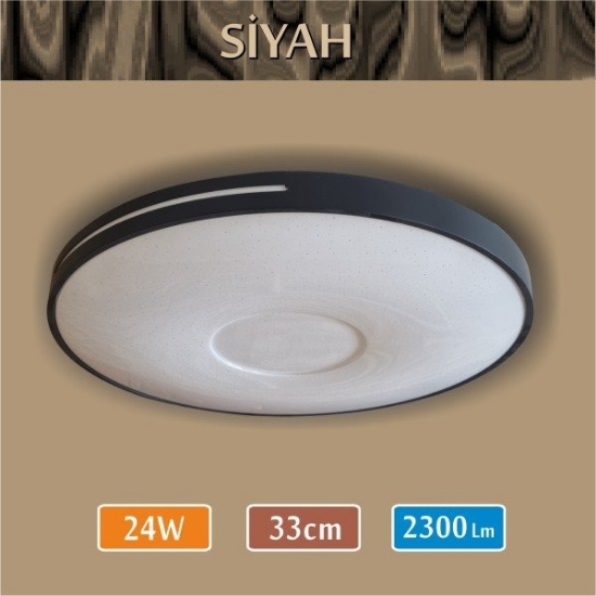 Erbay Sıva Üstü Led Panel Yuvarlak 24 Watt-Siyah Kasa-Beyaz-Günışığı