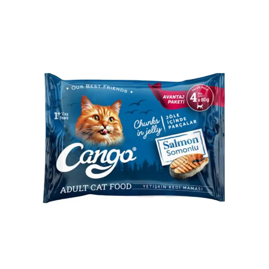 Cango  Yaş Kedi̇ Mamasi Somonlu  4x80 gr 12Li