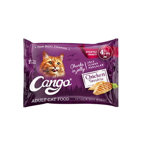 Cango  Yaş Kedi̇ Mamasi Tavuklu  4x80 gr 12li