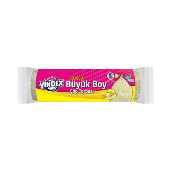 Vindex Büzgülü Çöp Torbası Büyük Boy 65x70 cm Limon Kokulu 10 lu