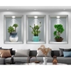 DİYARI FIRSAT 3D Çiçek Vazo Duvar Sticker 3 lü Set GRİ Fon