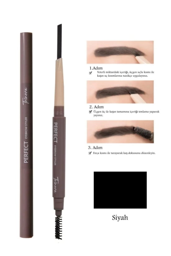 Trinova Siyah Fırçalı Kaş Kalemi Double-ended Eyebrow Pencil