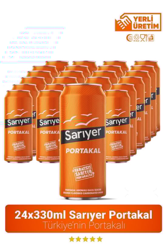 Sarıyer Portakal Aromalı Gazoz 330ml x 24 Adet