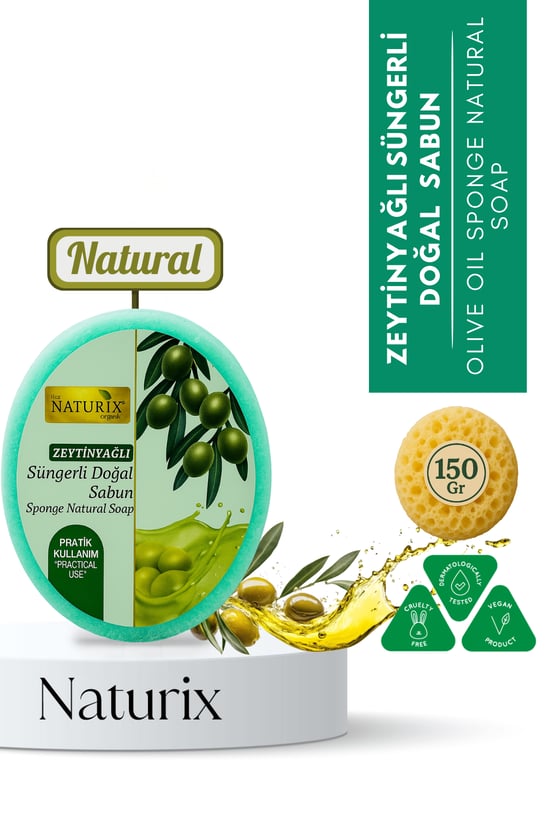 Naturix Zeytinyağlı Süngerli Sabun 150 Gr