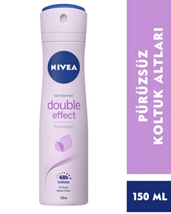nivea, nivea dedorant, nivea kadın deodorant, kadın deodorant, ter kokusu önleyici, ter önleyici, nivea double effect 150 ml satın al, nivea double effect 150 ml fiyat