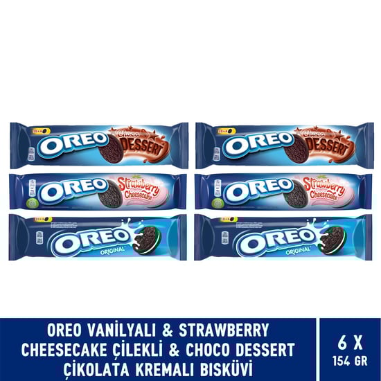 Oreo Vanilyalı & Choco Dessert & Çilekli Cheesecake 154 gr Bisküvi - 6 Adet